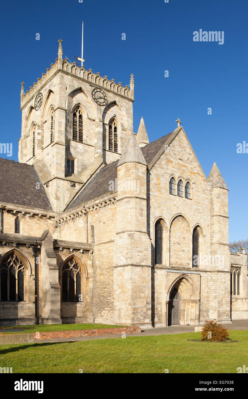 La Chiesa Parrocchiale di San Giacomo, una Chiesa Anglicana nel cuore di Grimsby, nel nord-est della contea del Lincolnshire. Febbraio 2015. Foto Stock