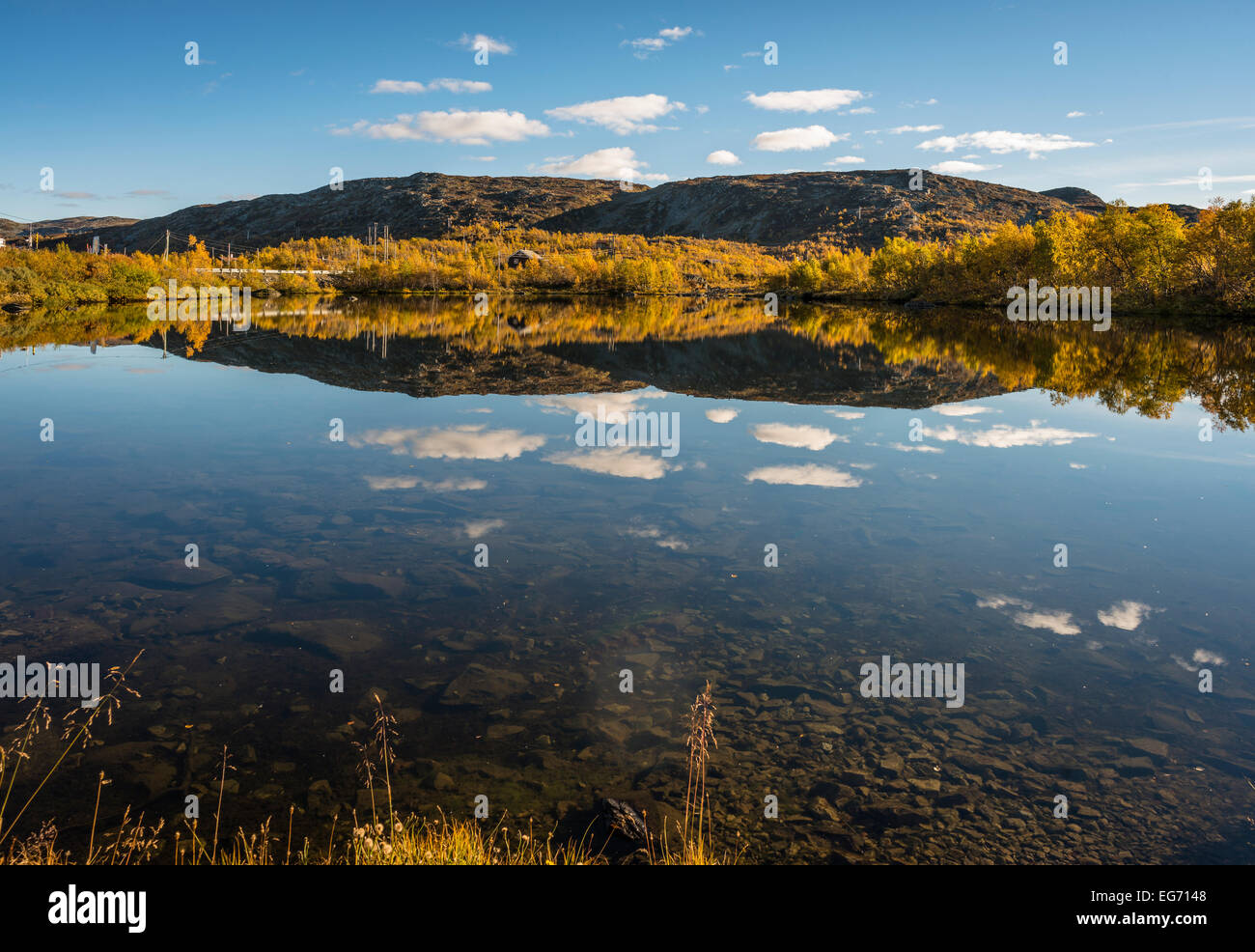 Hardangervidda, Norvegia - autunno sul Rallarvegen via vicino Haugastøl Foto Stock