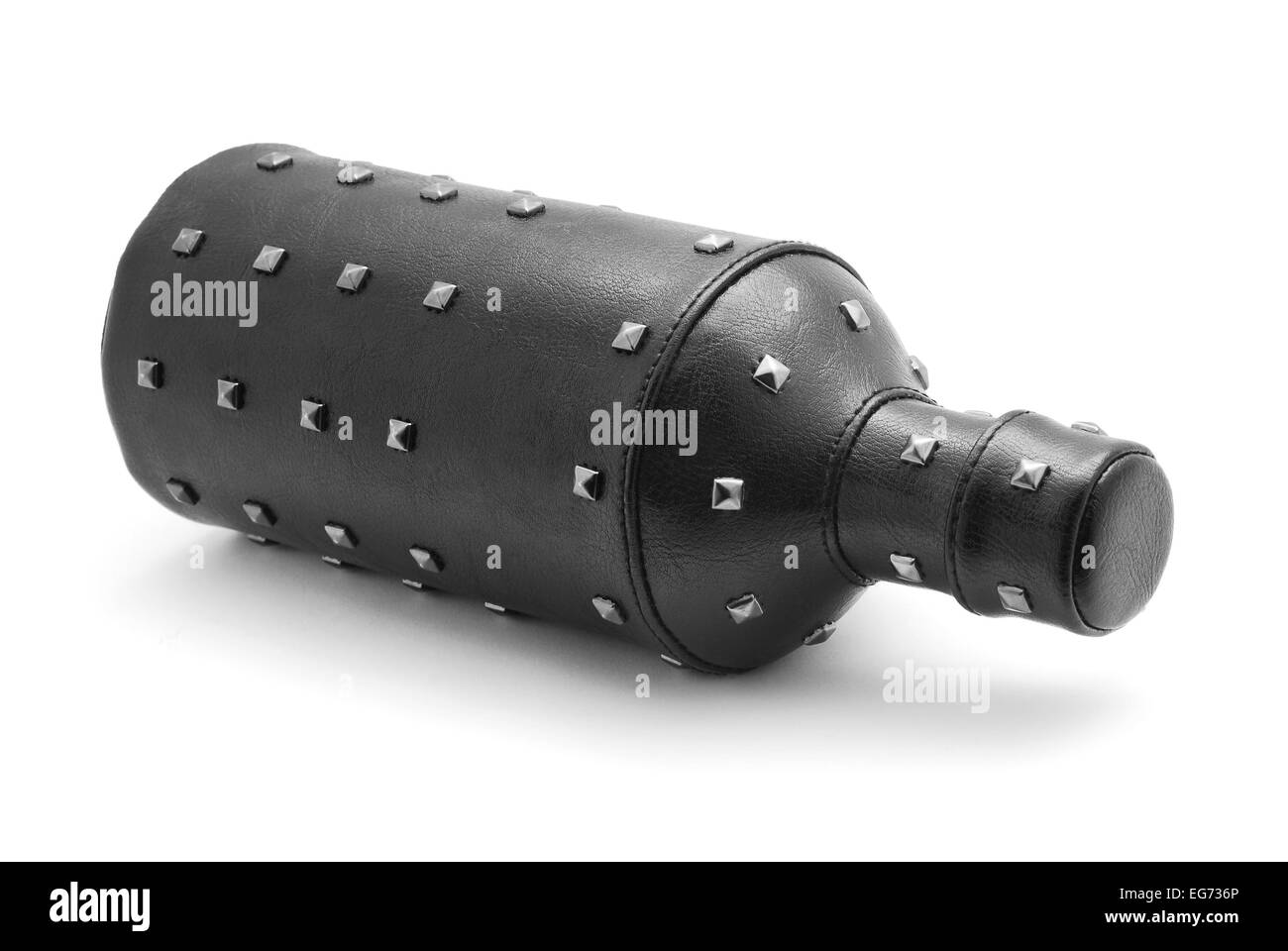 In pelle nera bottiglia custodia di protezione Foto Stock