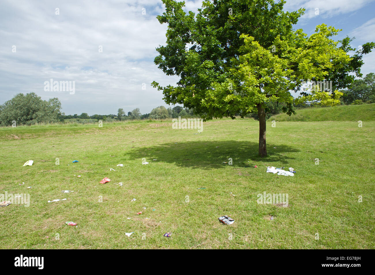 I rifiuti nel parco del castello di Framlingham, Suffolk, Regno Unito. Foto Stock