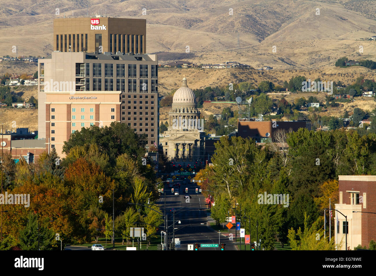 Paesaggio urbano della città capitale Boise, Idaho, Stati Uniti d'America. Foto Stock