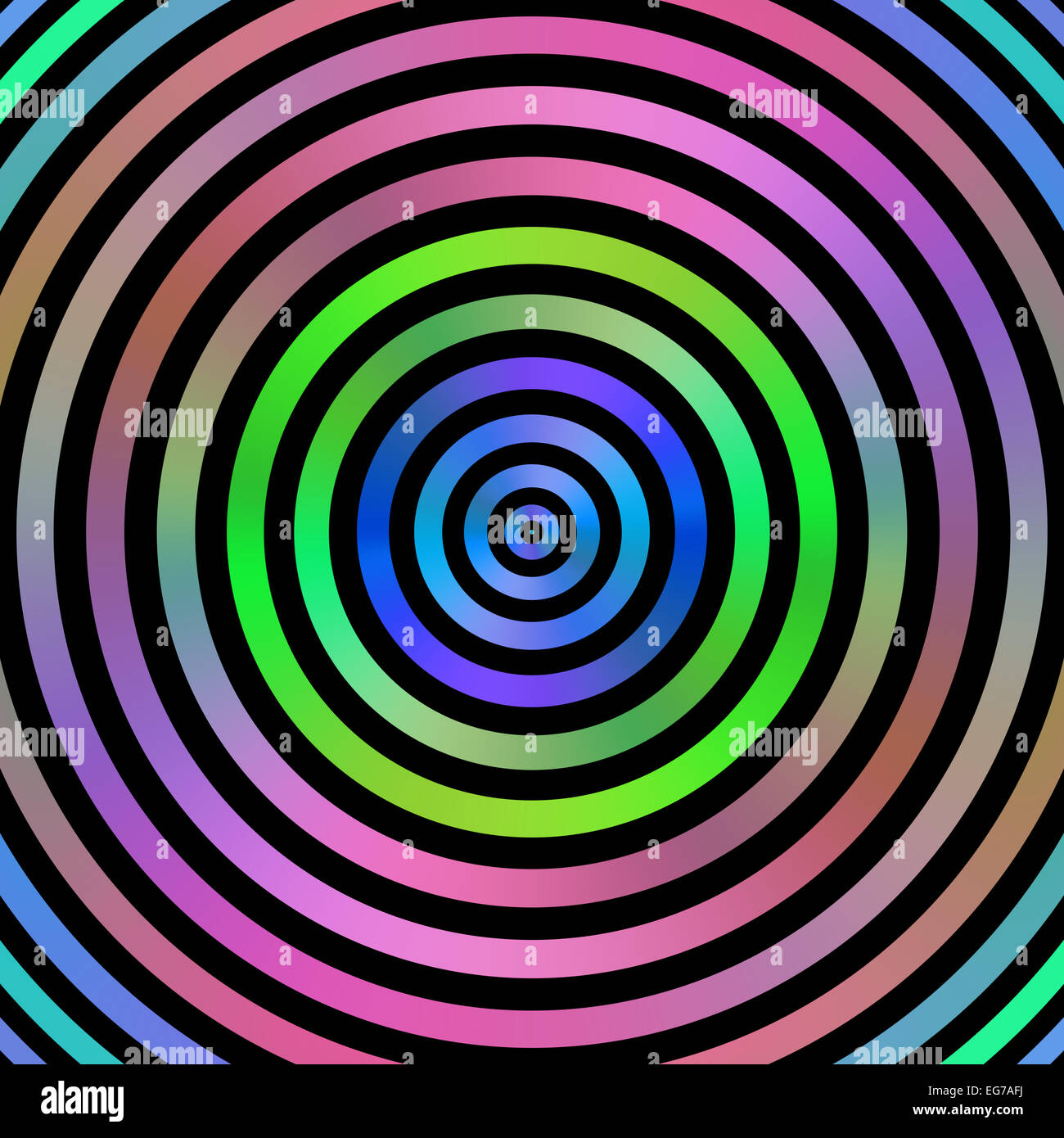 Laureato cerchi multicolore su nero Foto Stock