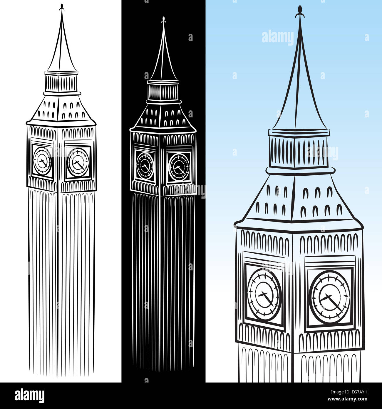 Una immagine di una big ben clock tower disegno impostato Foto stock - Alamy
