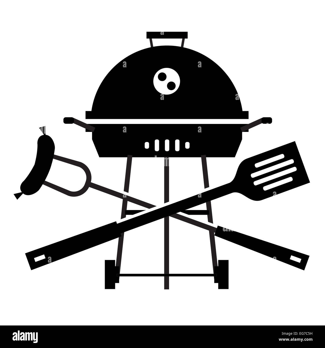 Semplice silhouette. Barbecue su uno sfondo bianco. illustrazione vettoriale Foto Stock