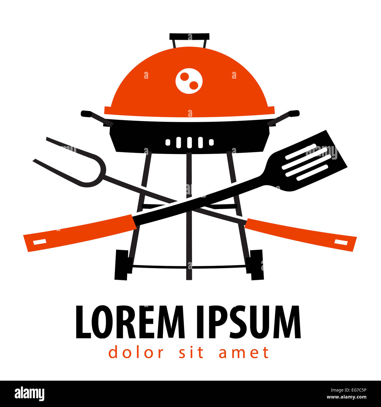 Semplice silhouette. Barbecue su uno sfondo bianco. illustrazione vettoriale Foto Stock