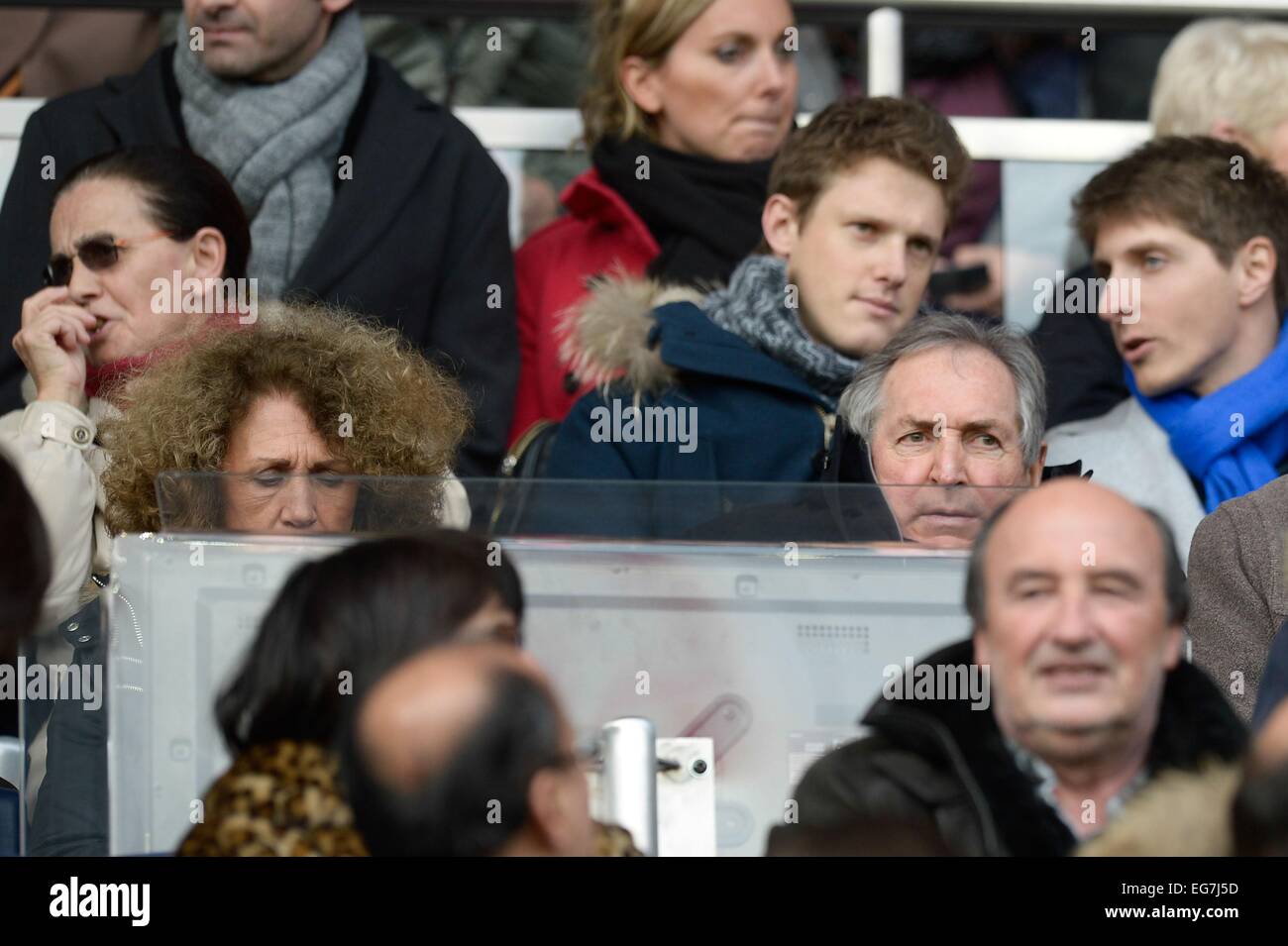 Mireille Dumas/Gerard Houllier - 14.02.2015 - Paris Saint Germain/Caen - 25eme journee de Ligue 1.Photo : Andre Ferreira/Icona Sport Foto Stock