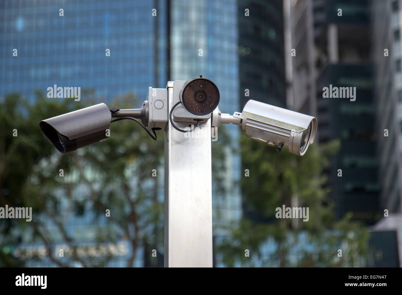 Telecamere di sorveglianza sulle strade di Singapore Foto Stock
