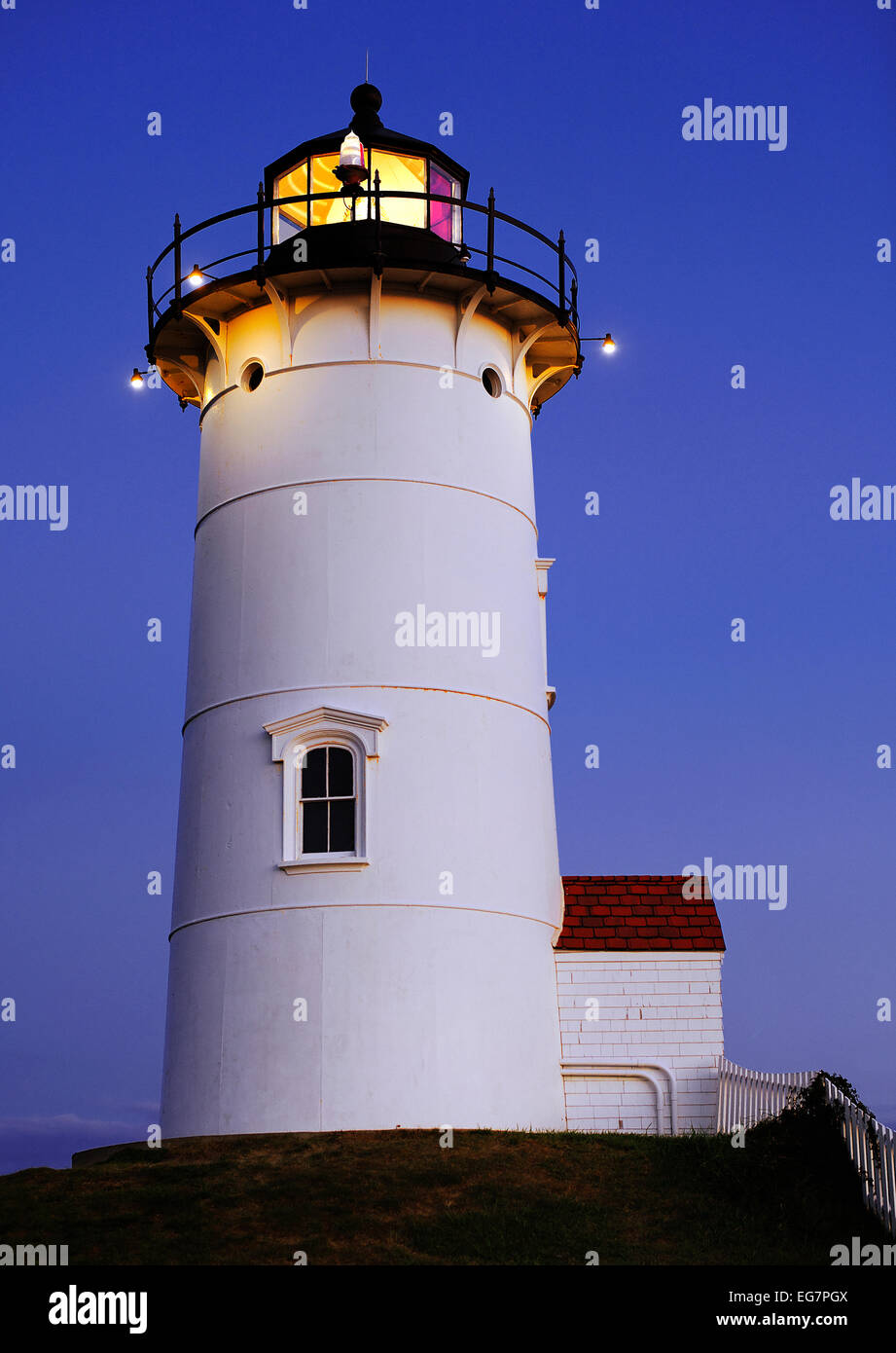 Punto Nobska Luce, Woods Hole, Cape Cod, MA, Massachusetts, STATI UNITI D'AMERICA Foto Stock