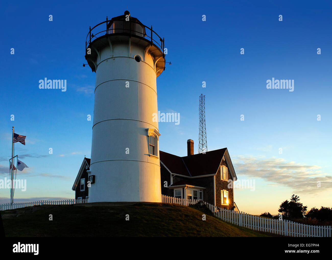 Punto Nobska Luce, Woods Hole, Cape Cod, Massachusetts, STATI UNITI D'AMERICA Foto Stock