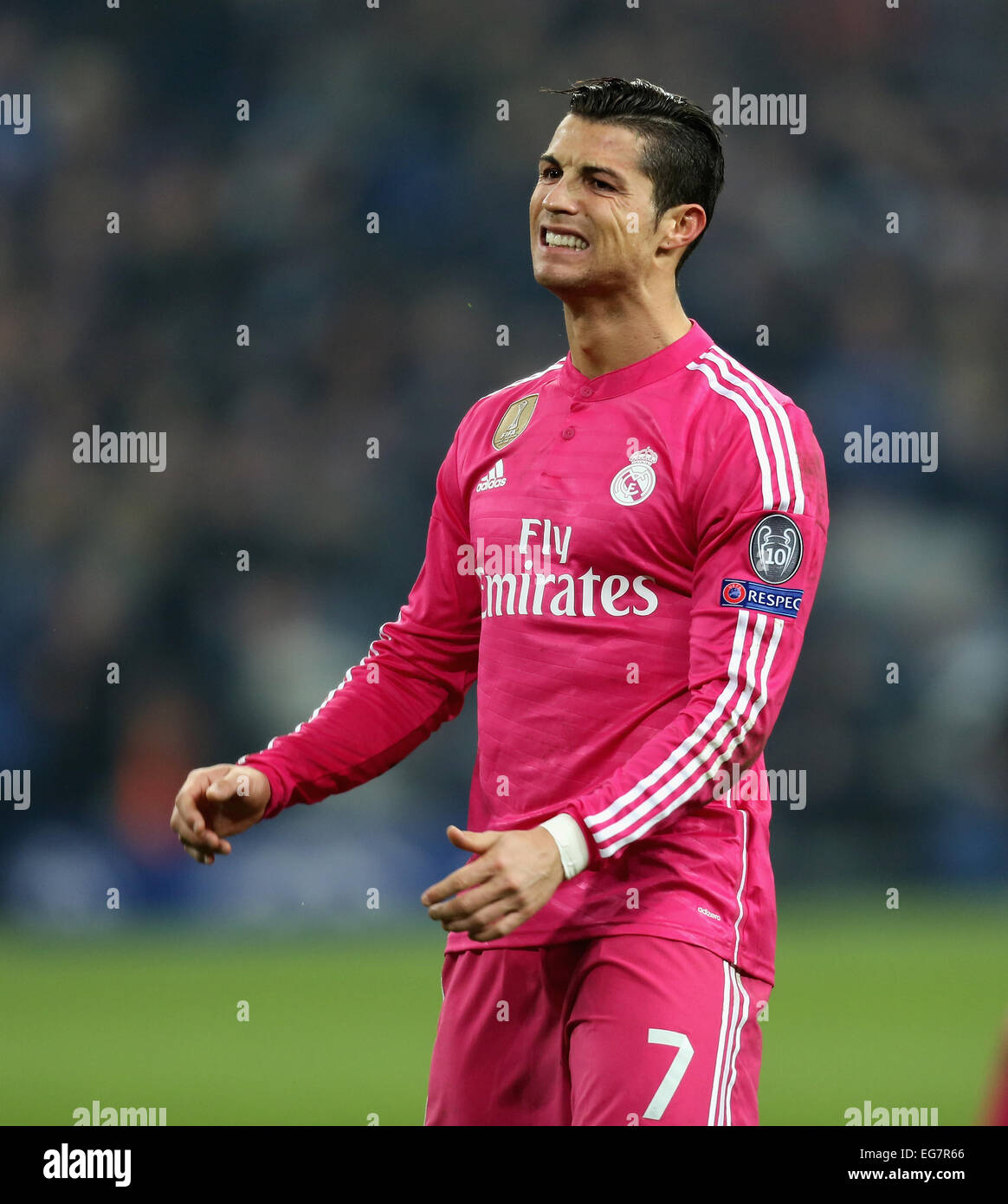 Gelsenkirchen (Germania). 18 Febbraio, 2015. FC Schalke 04 vs Real Madrid, Champions-League UEFA: Cristiano Ronaldo. Credito: Juergen schwarz/Alamy Live News Foto Stock