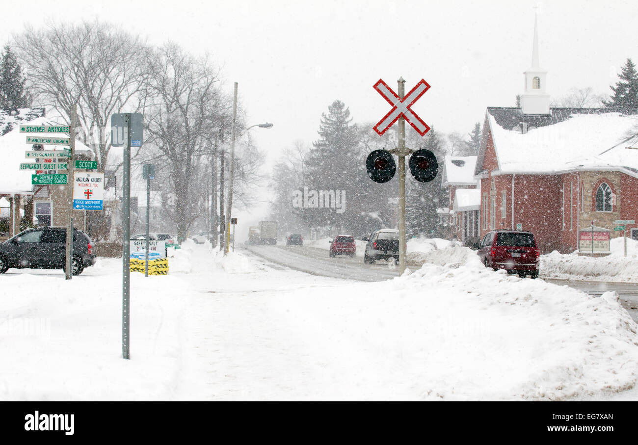 Neve invernale scena in Ontario, Canada Foto Stock