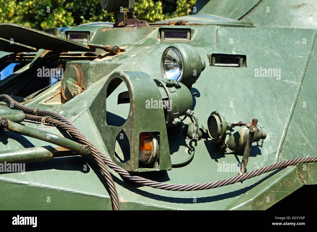 Parte di un militare di veicolo blindato Foto Stock