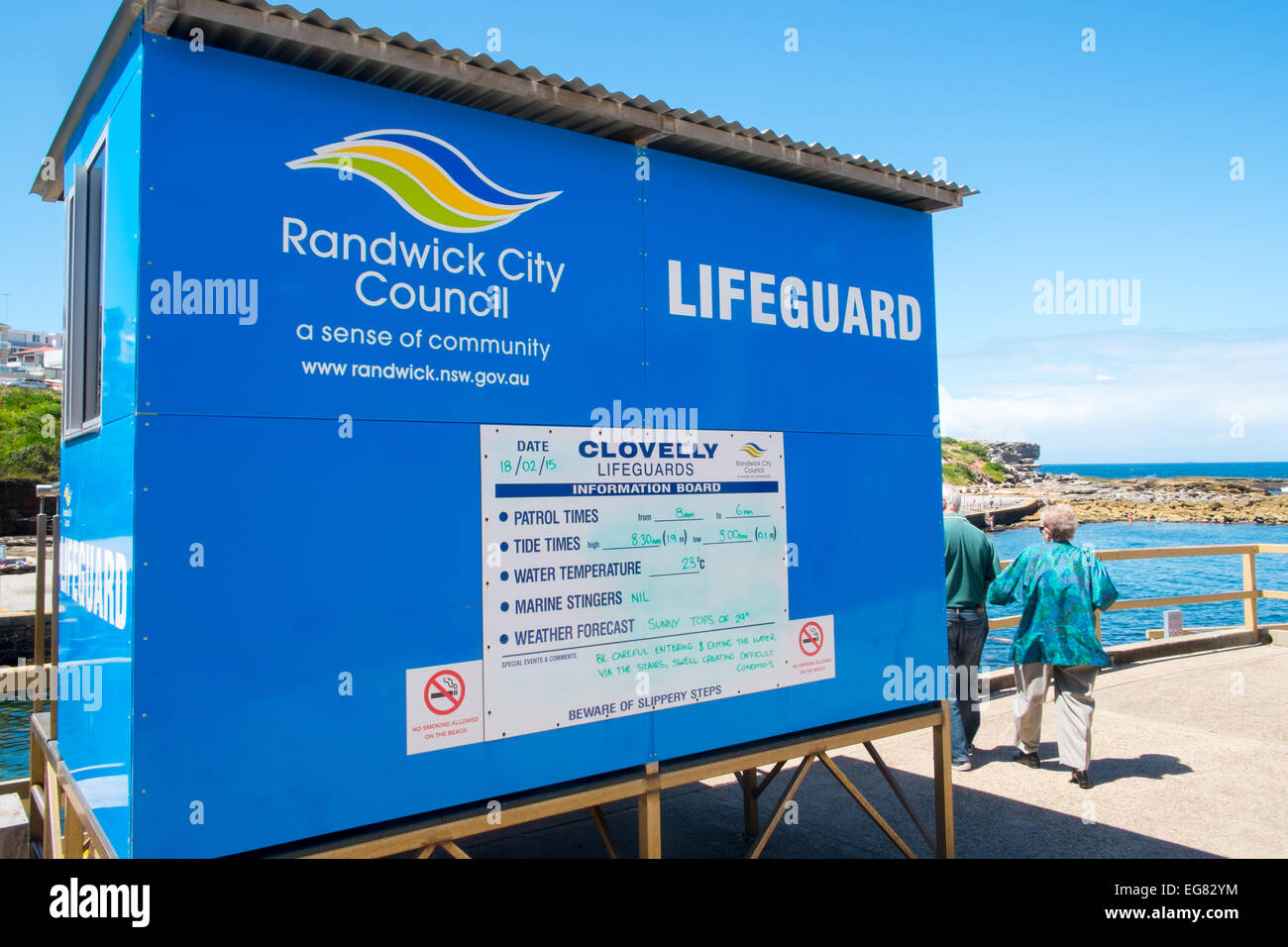 Stazione bagnino azionato dal consiglio di Randwick a Sydney's Clovelly beach, Nuovo Galles del Sud, Australia Foto Stock