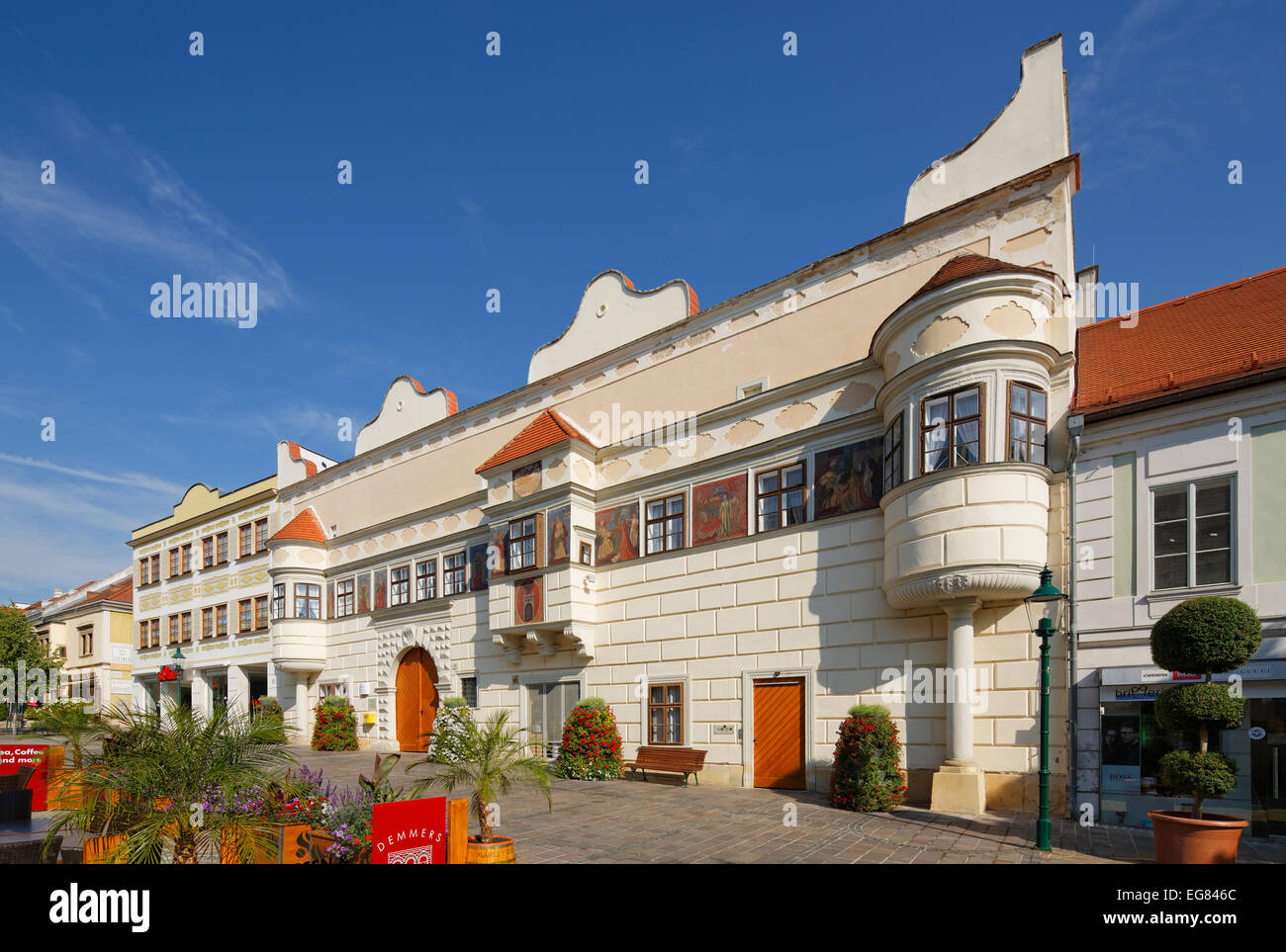 Town Hall, centro storico, Eisenstadt, la parte settentrionale del Burgenland, Burgenland, Austria Foto Stock