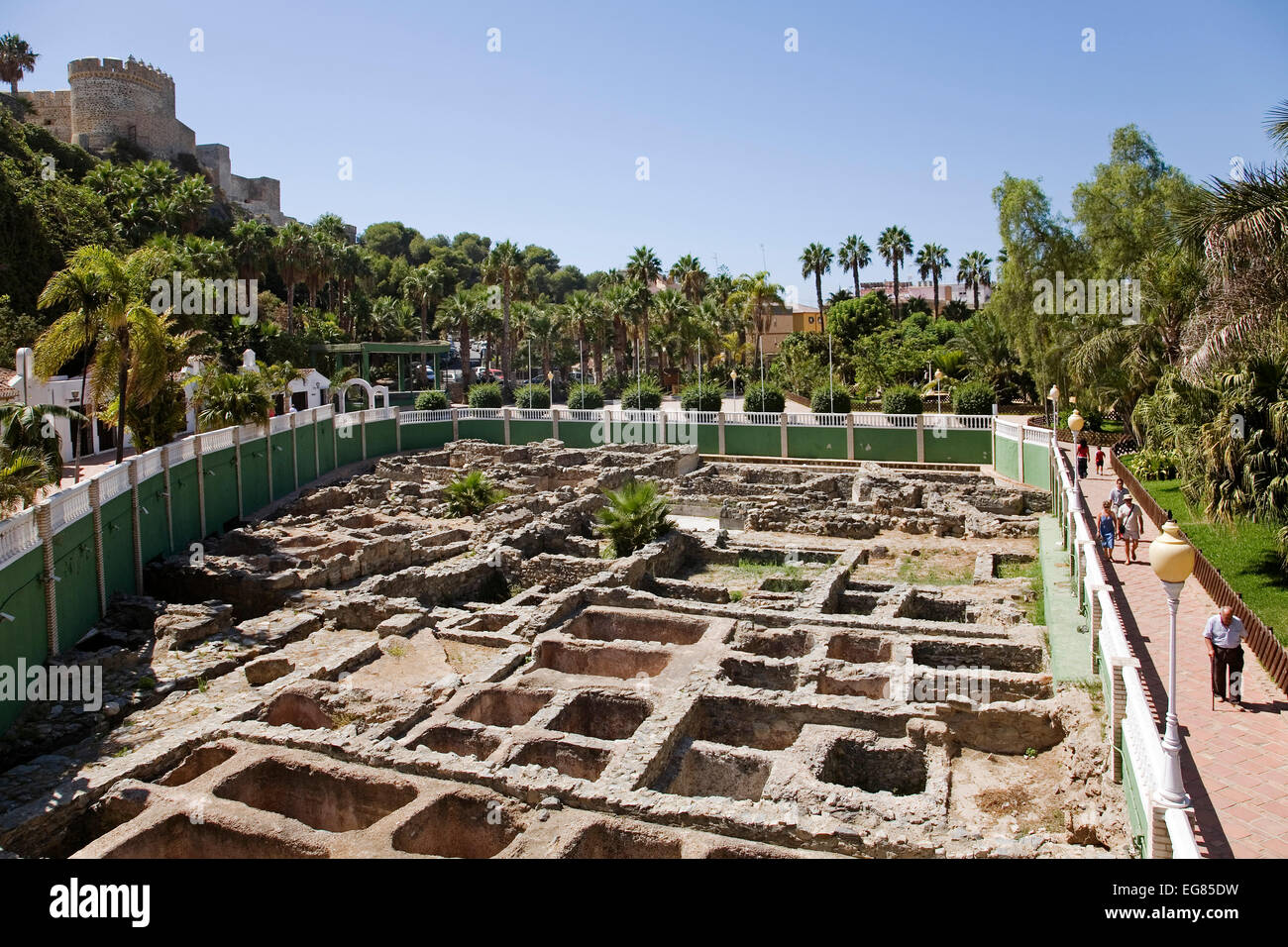 Salare pesce fabbriche fenicio romana almuñecar Costa Tropicale Granada Andalusia Spagna factorias de salazon de pescado fenicio Foto Stock