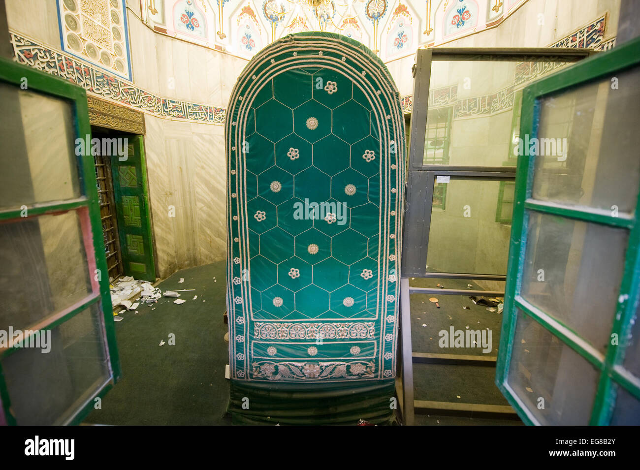 La tomba del patriarca Abramo. Le tombe dei patriarchi sono situati nella caverna di Macpela a Hebron Foto Stock