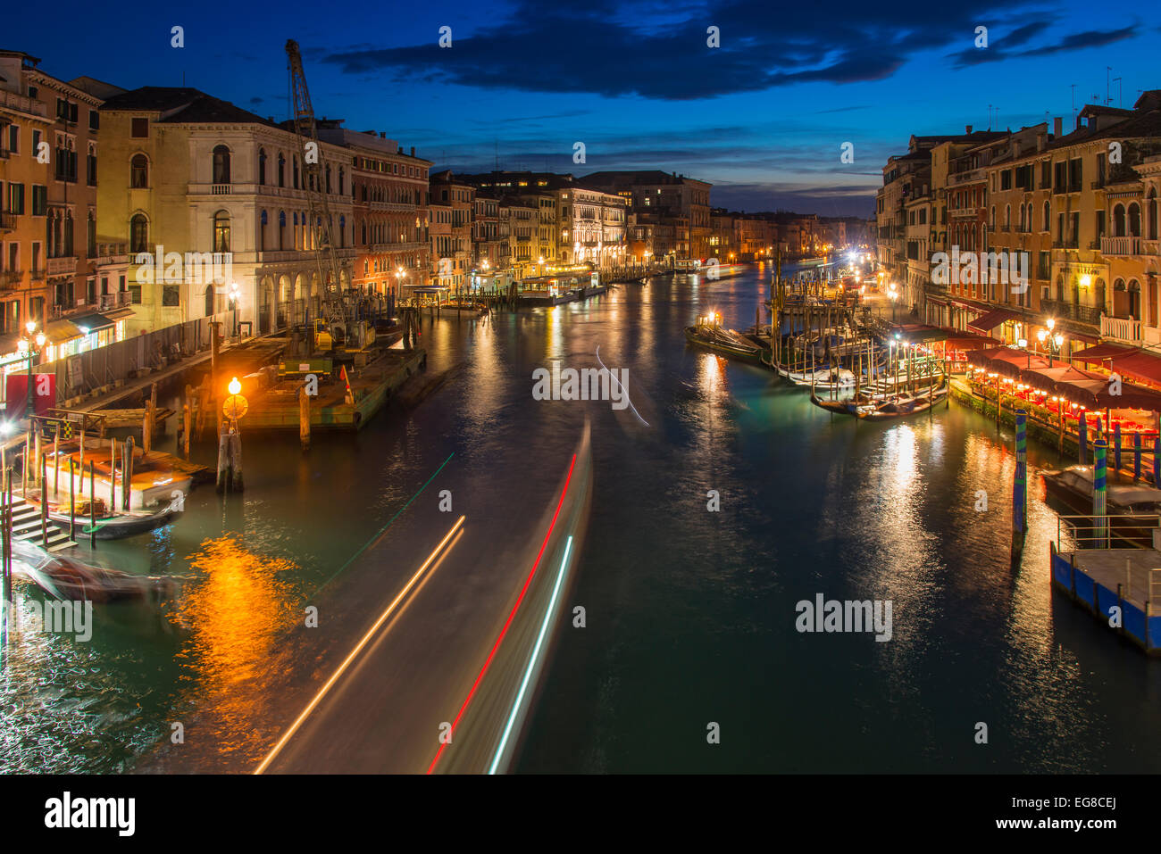 Vista sul Canal Grande al tramonto, Venezia, Veneto, Italia Foto Stock