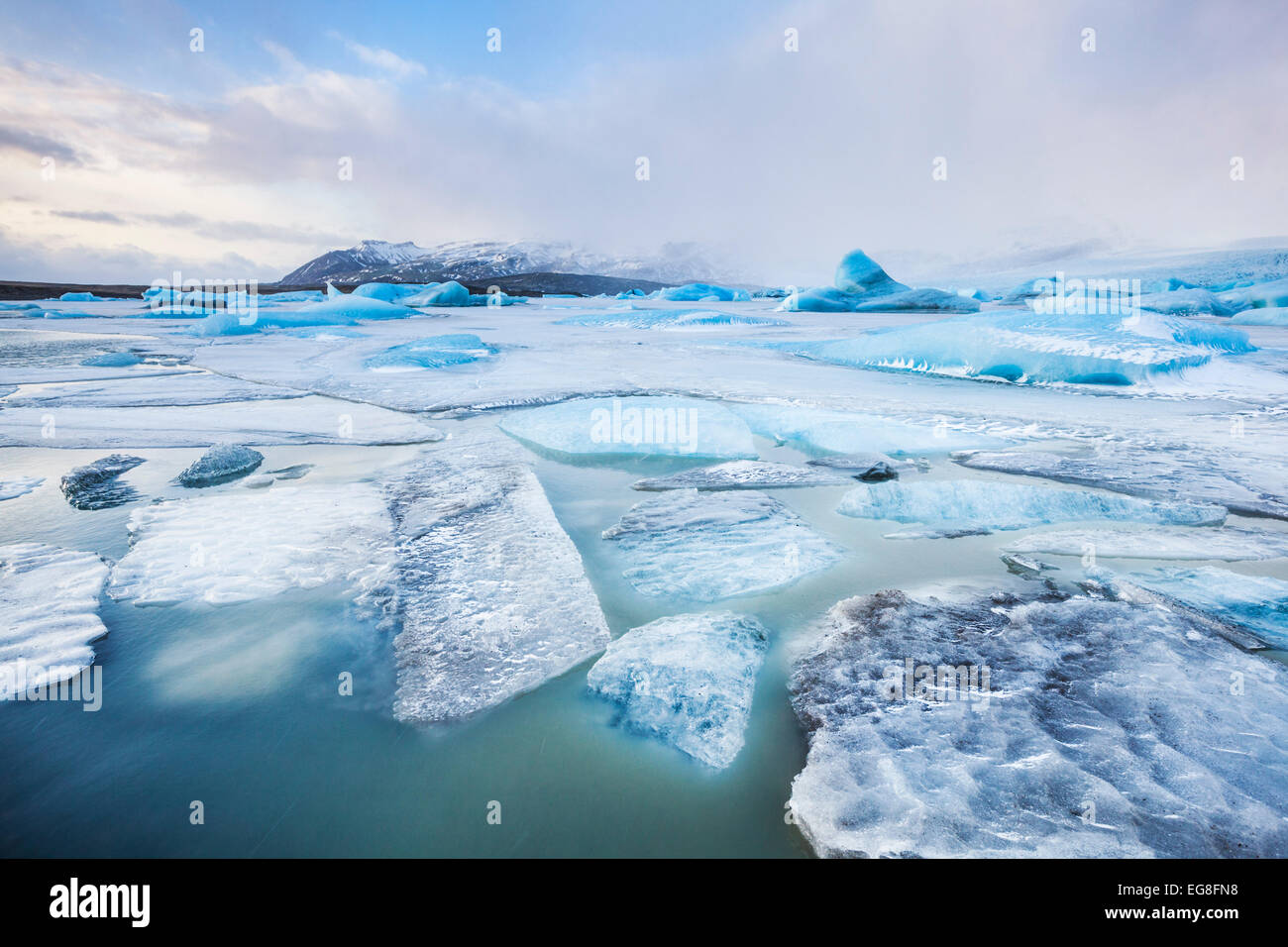 Fjallsarlon laguna glaciale del Sud Est Europa Islanda Foto Stock