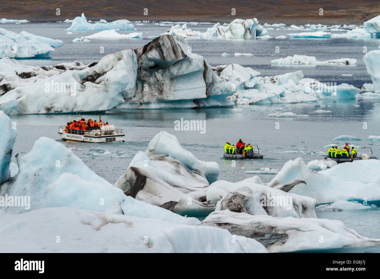 Jokulsarlon lago glaciale. Vatnajokull National Park. L'Islanda, Europa Foto Stock