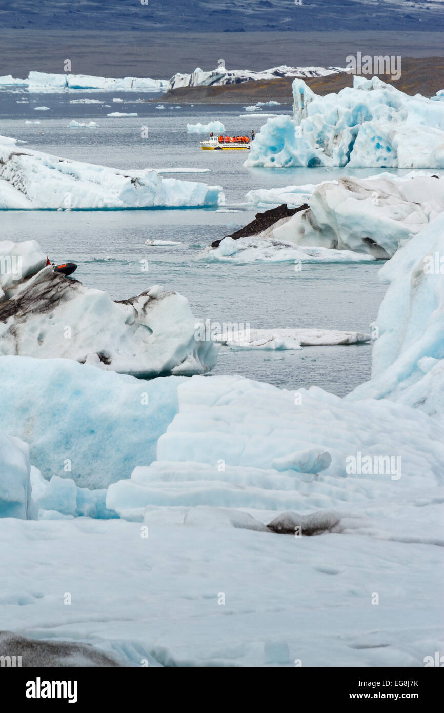 Jokulsarlon lago glaciale. Vatnajokull National Park. L'Islanda, Europa Foto Stock