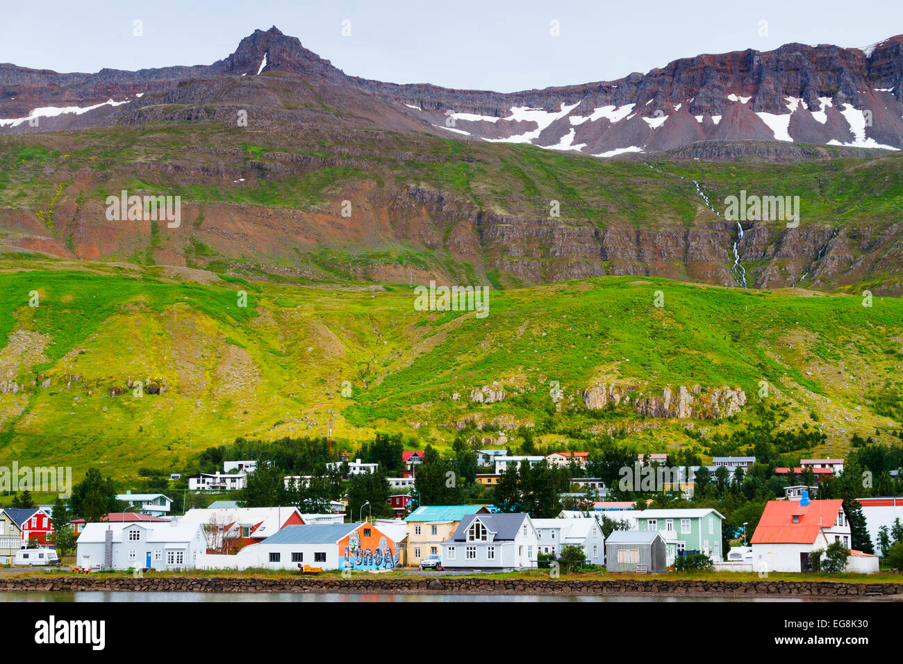 Seyðisfjörður Affitto città. Oriente fiordi. L'Islanda, l'Europa. Foto Stock