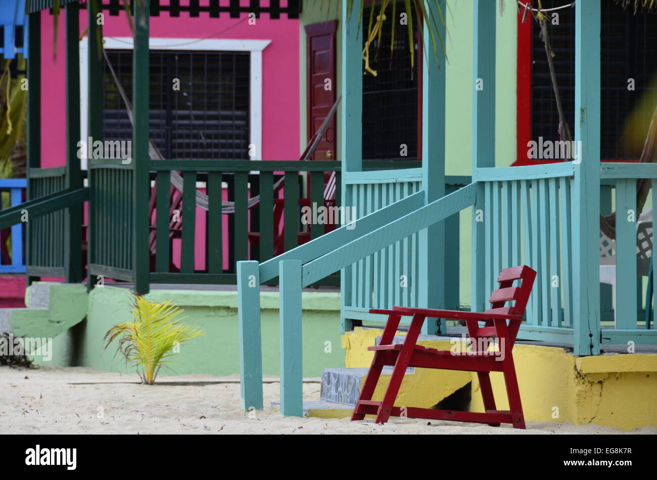 Lo stile caraibico colore in questo beach resort. Foto Stock