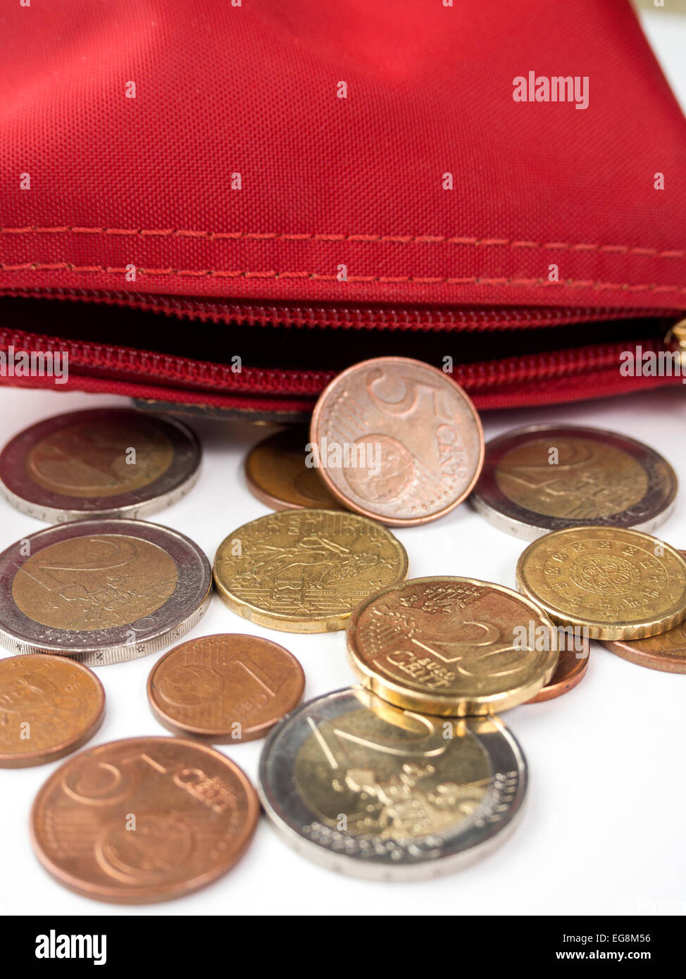 Valuta, coin , euro, Europa europea , il denaro, wallet , Foto Stock