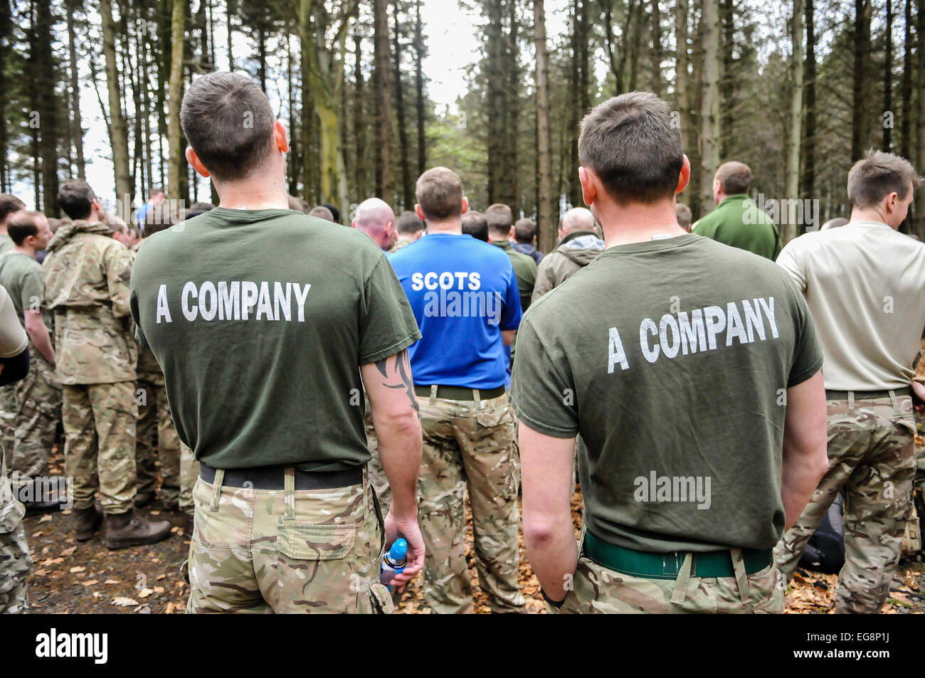 Bangor, Irlanda del Nord. 18 Feb 2015 - i soldati dal 1 Royal Irish Regiment una società per ascoltare le istruzioni in anticipo di un esercizio. Credito: Stephen Barnes/Alamy Live News Foto Stock