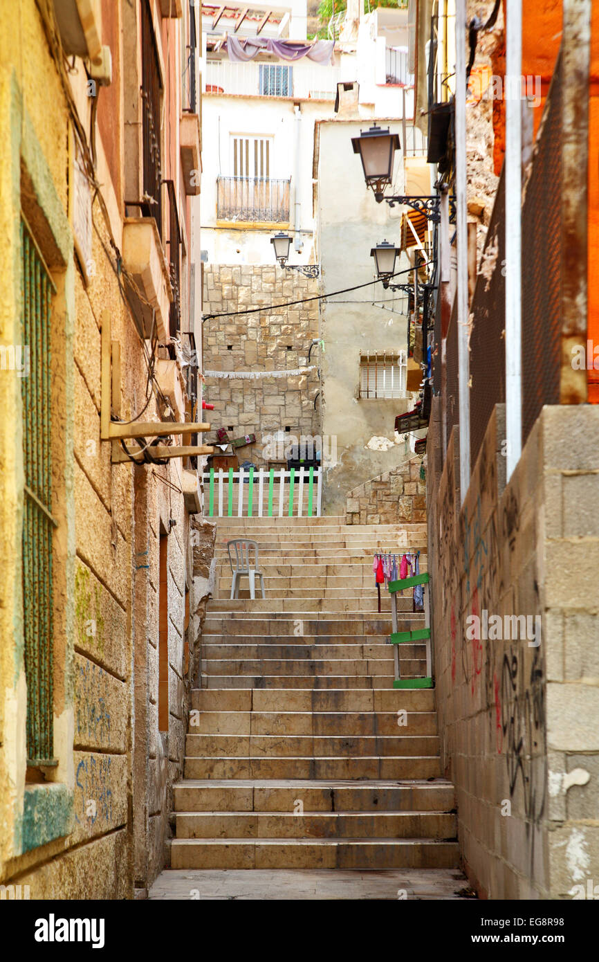Old Street di Alicante in Spagna Foto Stock