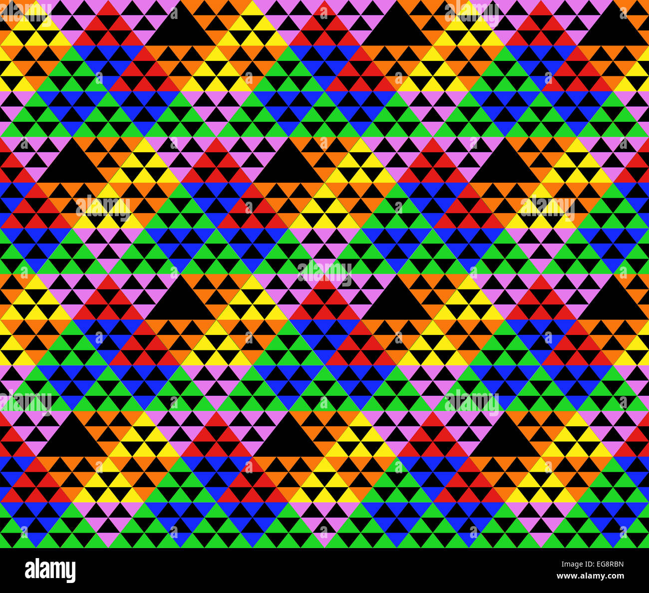 Triangolo colorato modello su sfondo nero Foto Stock
