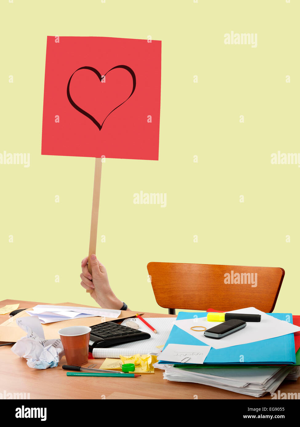 Workplace amore timido office romance. Foto Stock