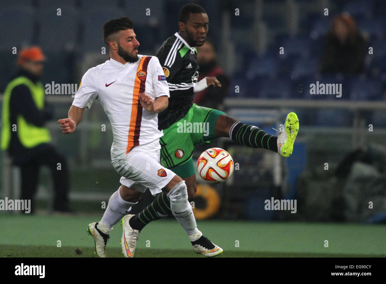 Roma, Italia. Il 19 febbraio, 2015. Calcio: EUROPA LEAGUE Roma vs Feyenoord, in stadio olimpico nella città di Roma, Italia. Credito: marco iacobucci/Alamy Live News Foto Stock