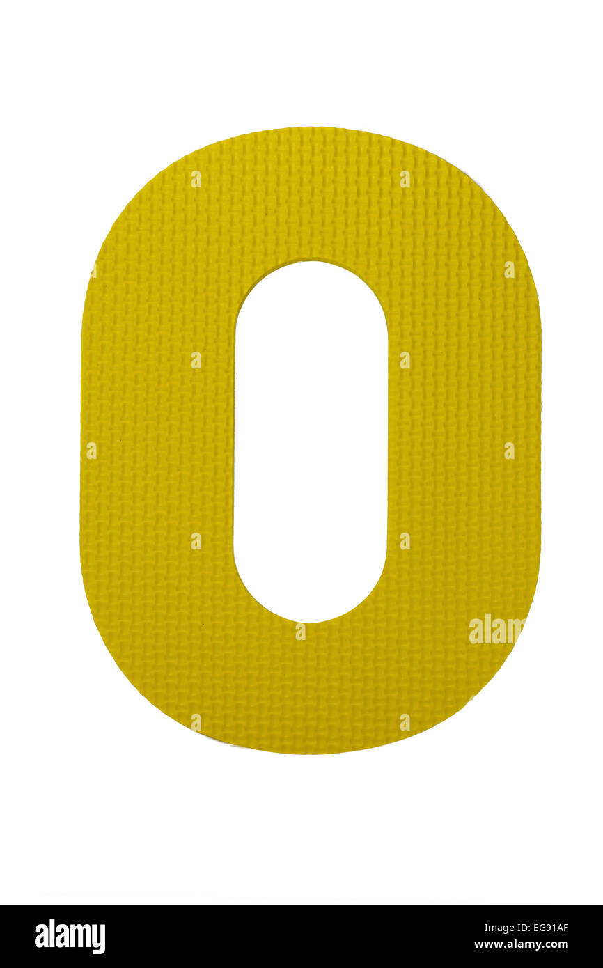 0 numero zero isolato su sfondo bianco Foto Stock