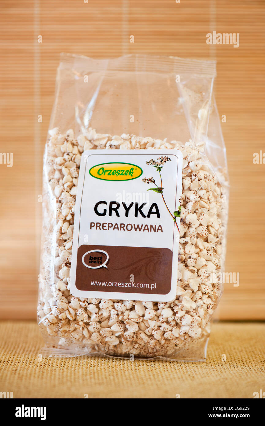 Popping chicchi di grano saraceno prodotto polacco Foto Stock