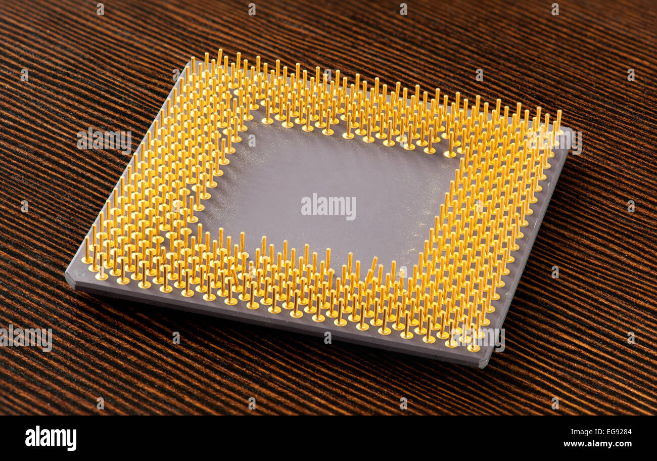 Cpu Computer chip di processore particolare messa a fuoco totale Foto Stock