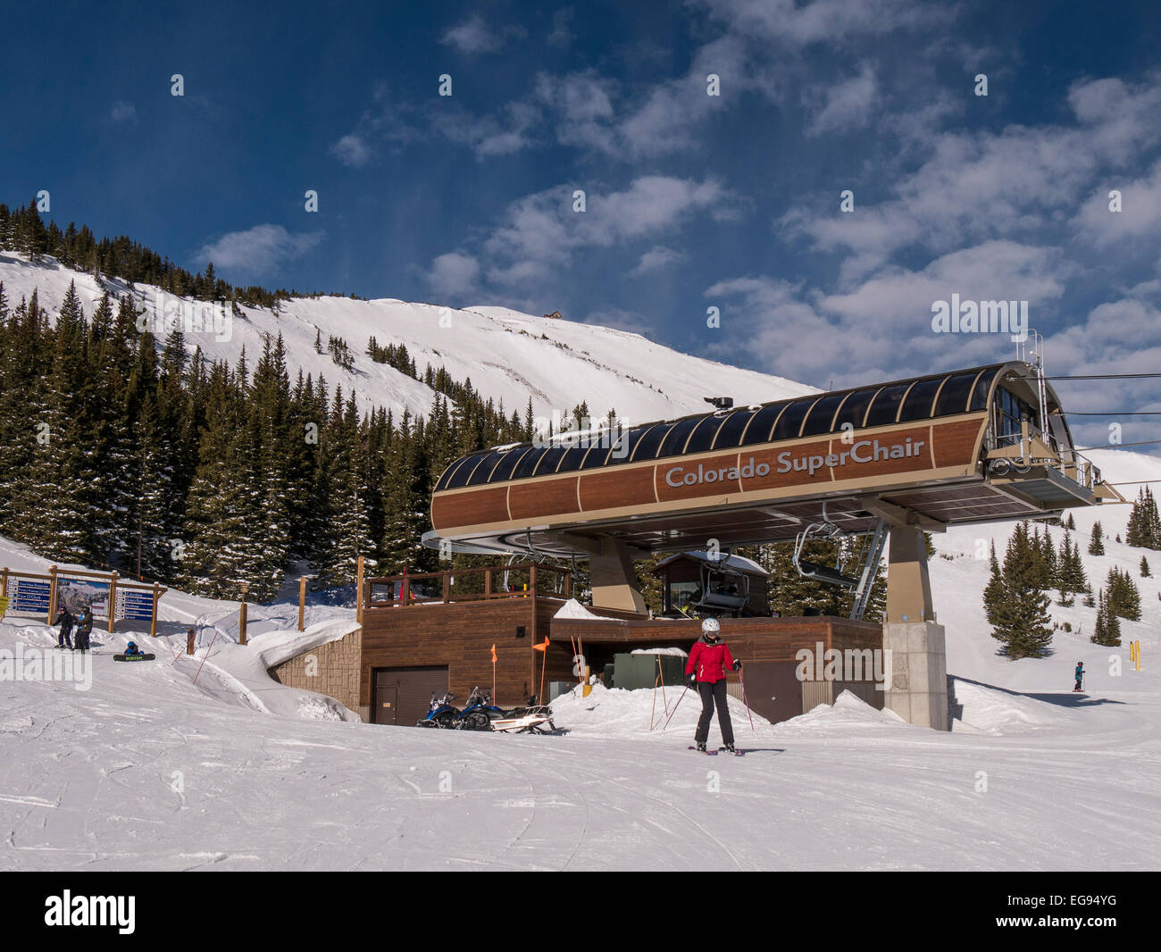 Colorado Super sedia, picco 8, Breckenridge Ski Resort, Breckenridge, Colorado. Foto Stock