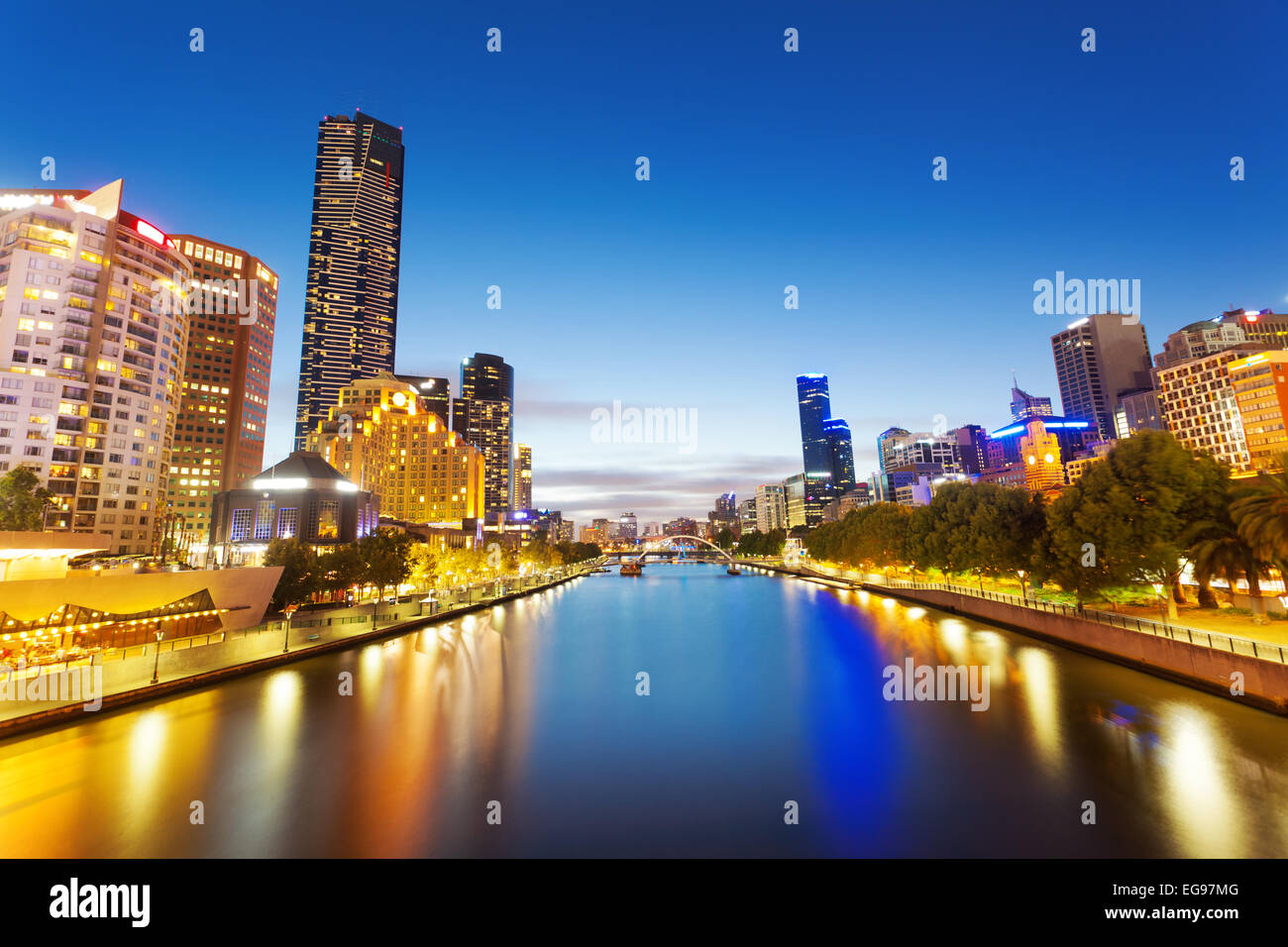 Vista del fiume Yarra di Melbourne, Australia Foto Stock