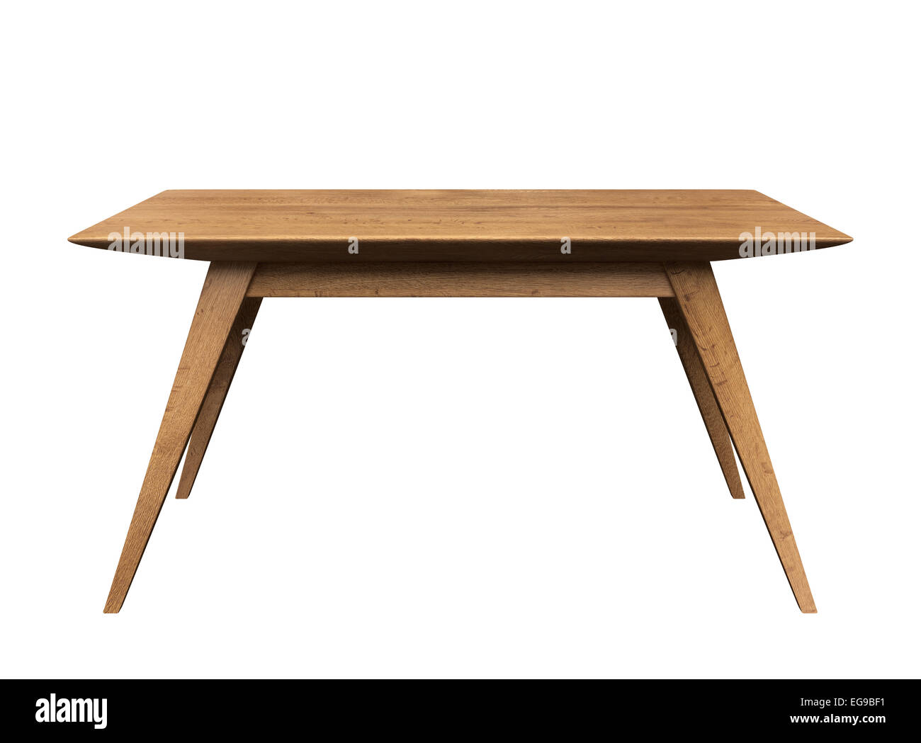 Tavolo in legno isolato su sfondo bianco. Foto Stock