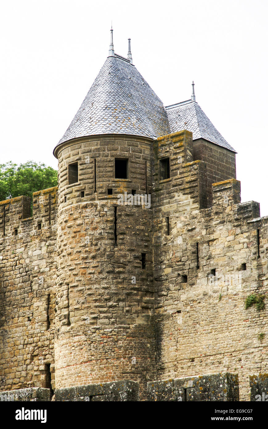 Carcassonne è un alcolizzato cittadina francese nel dipartimento dell Aude, nella regione Languedoc-Roussillon, Francia Foto Stock