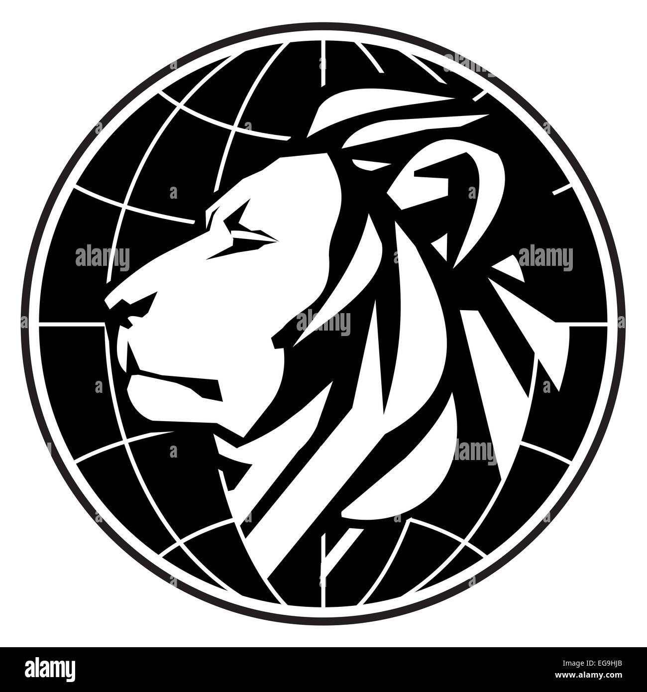 Il leone stilizzato su uno sfondo bianco. illustrazione vettoriale Foto Stock