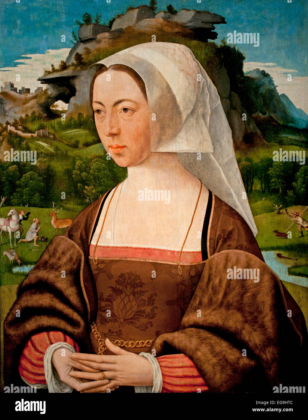 Ritratto di una donna sconosciuta, 1525 ,Jan Janz Mostaert, Haarlem 1474 -1555/56, Olandese, Paesi Bassi Foto Stock
