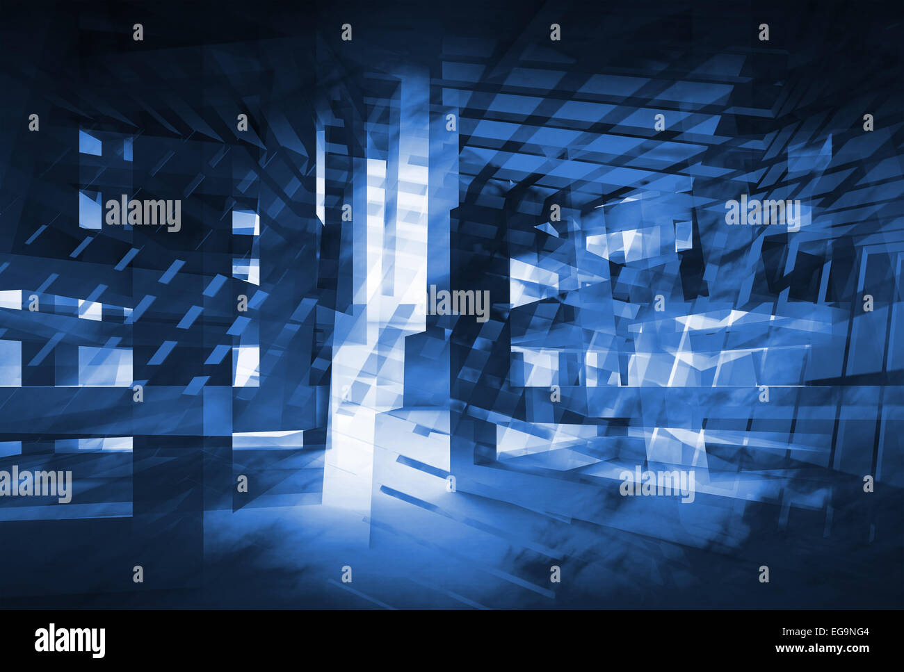 Abstract blu scuro 3d sfondo digitale. Hi-tech concetto illustrazione Foto Stock