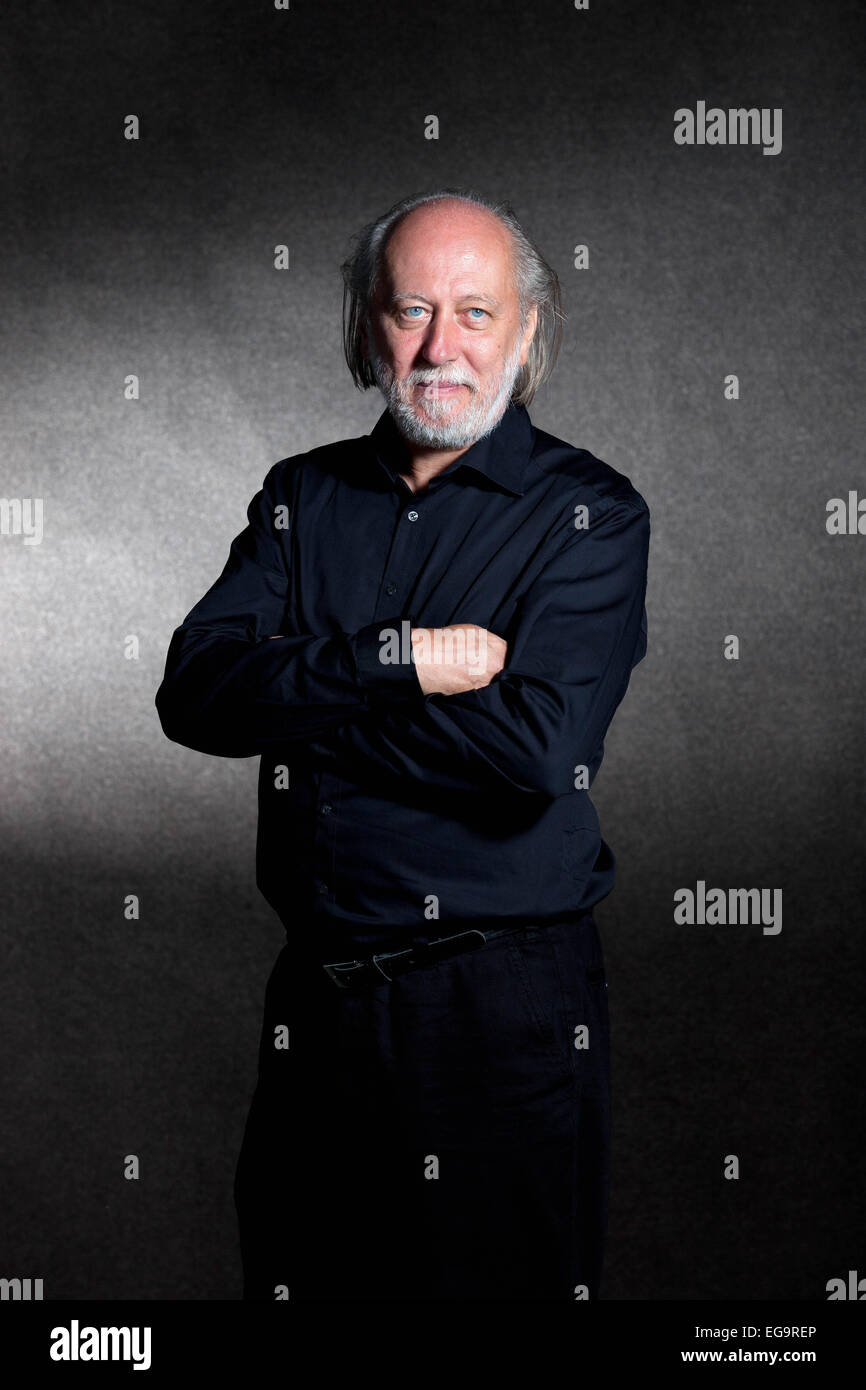 Laszlo krasznahorkai è un romanziere ungherese e sceneggiatore raffigurato all'Edinburgh International Book Festival 2012 Foto Stock