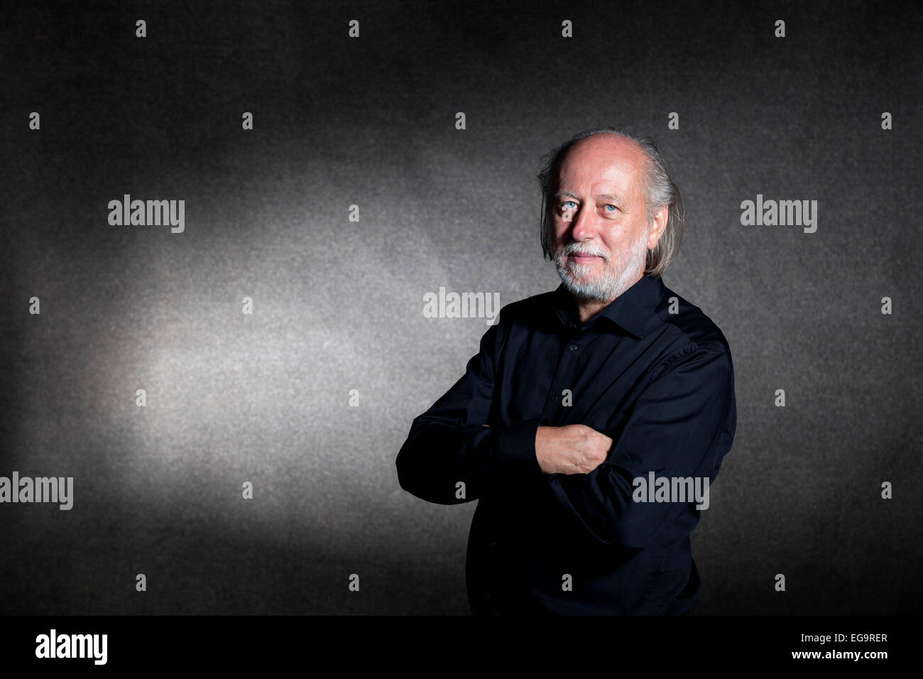 Laszlo krasznahorkai è un romanziere ungherese e sceneggiatore raffigurato all'Edinburgh International Book Festival 2012 Foto Stock