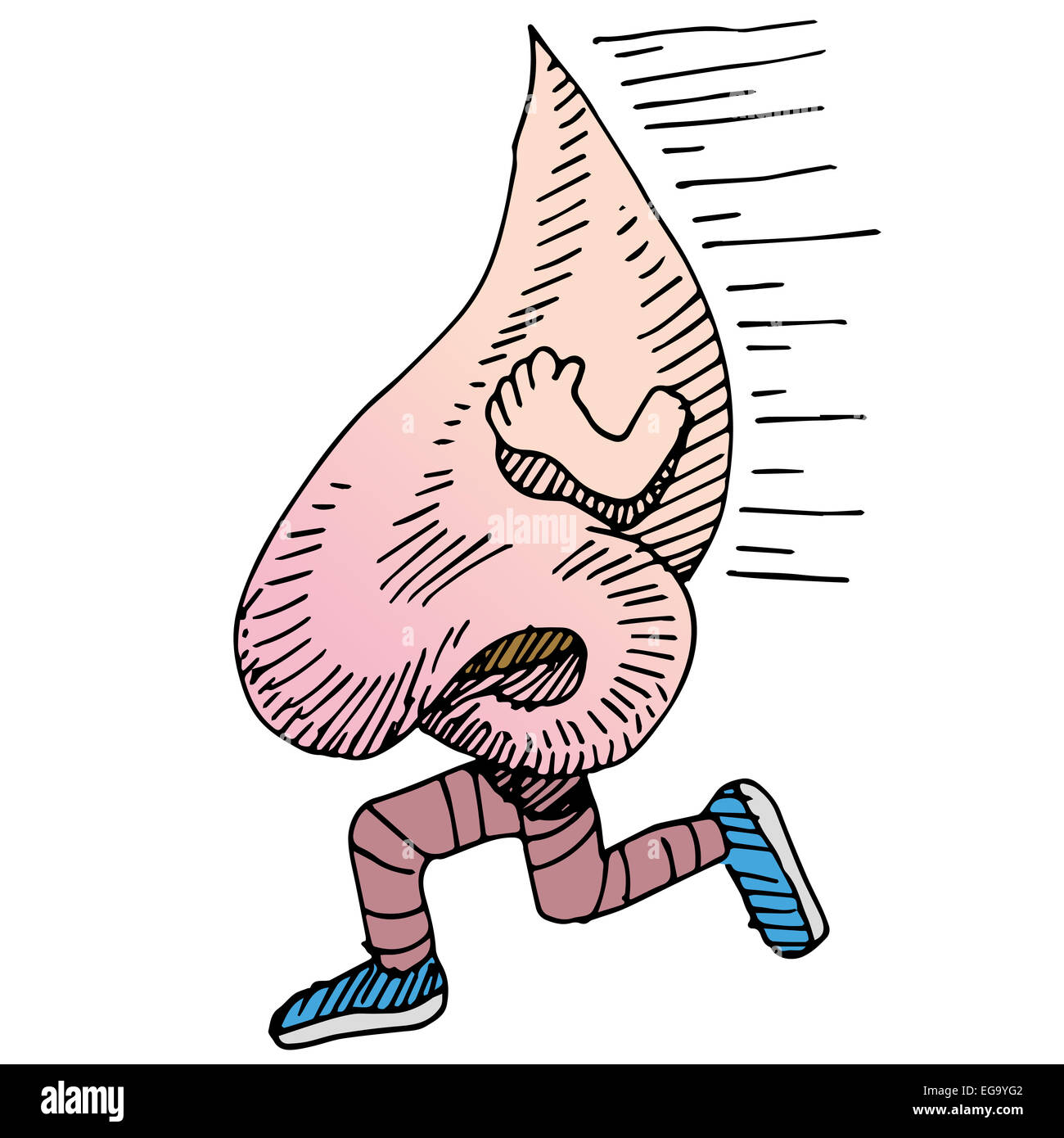 Una immagine di un naso che cola. Foto Stock