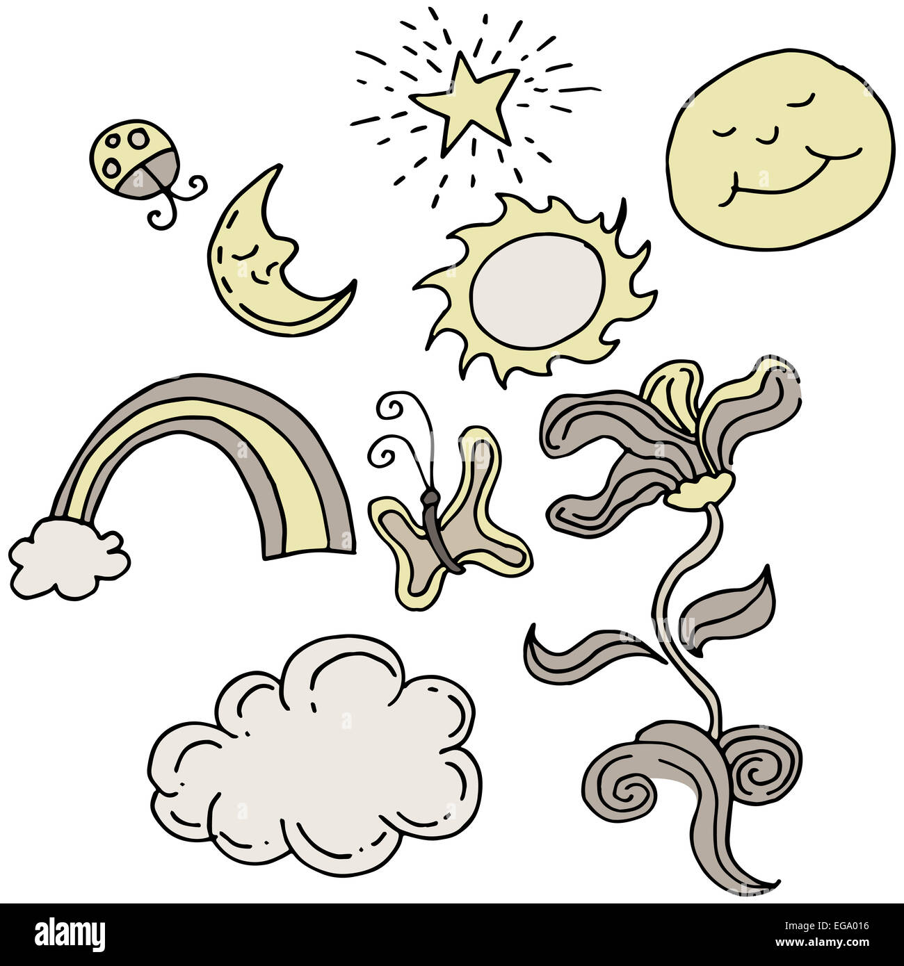 Un'immagine esterna di elementi di design. Foto Stock