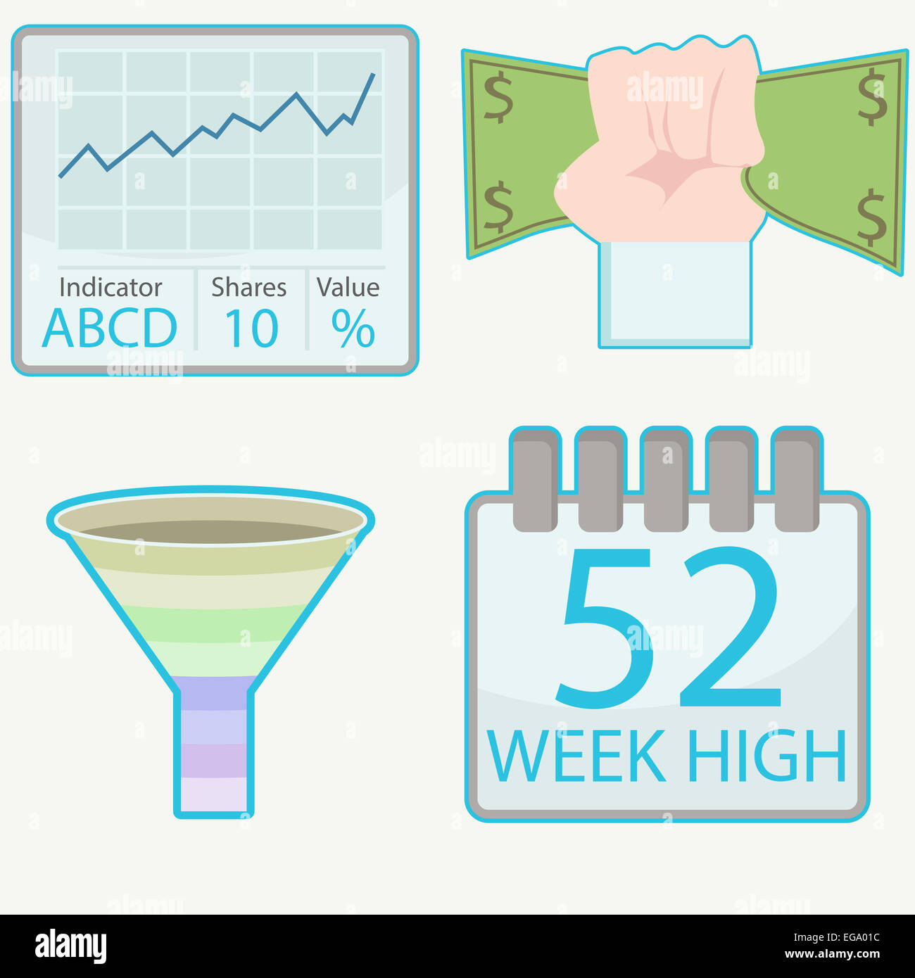 Una immagine di stock trading icone. Foto Stock