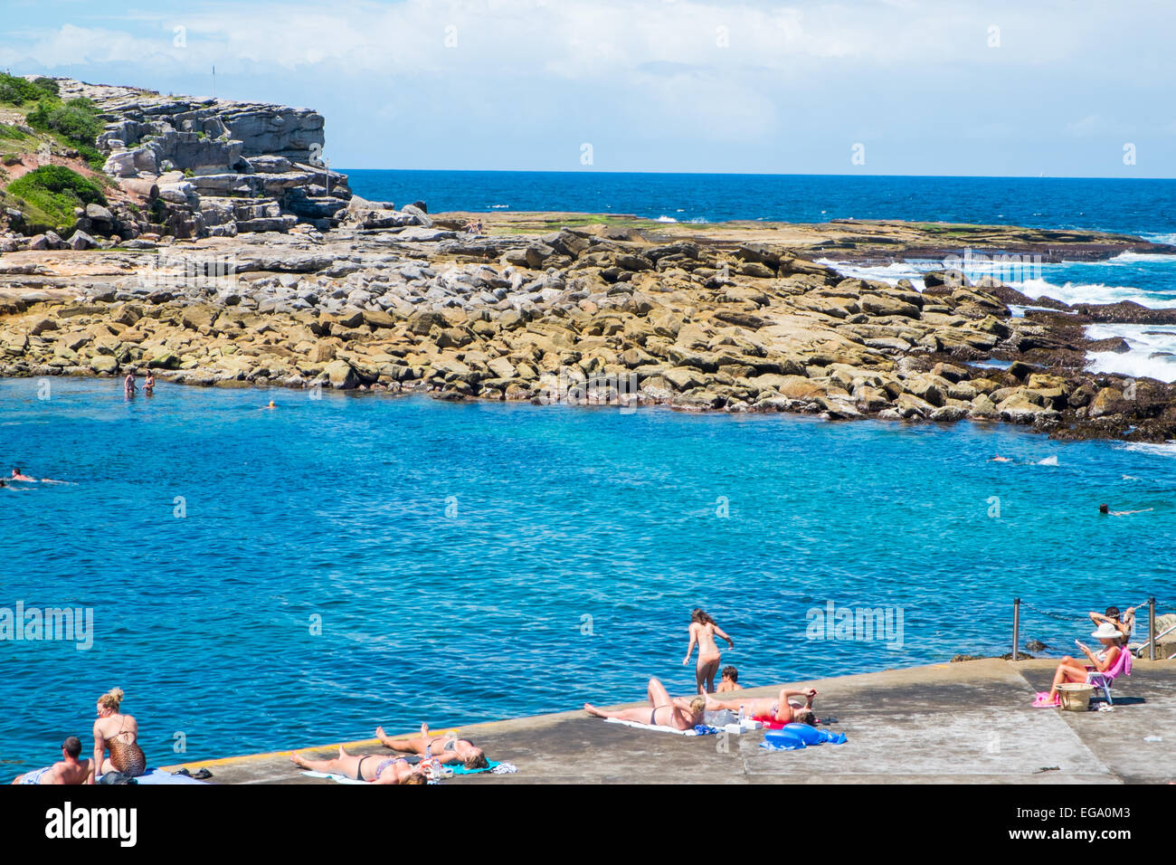 Fine campo e nuotare area a Clovelly Beach a Sydney's sobborghi orientali, australia Foto Stock