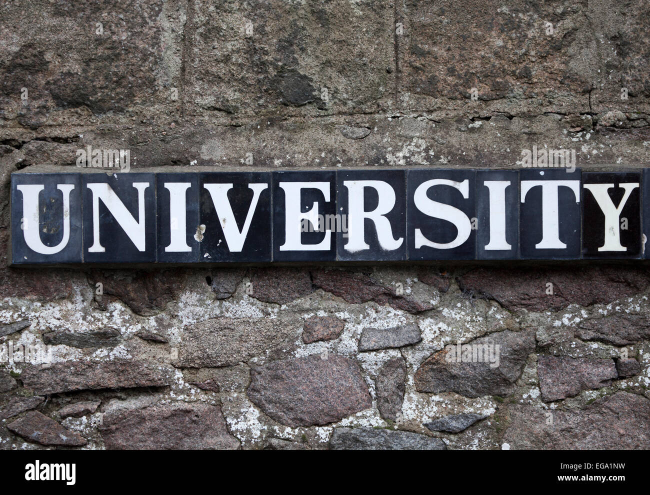 Università cartello stradale Old Aberdeen Foto Stock