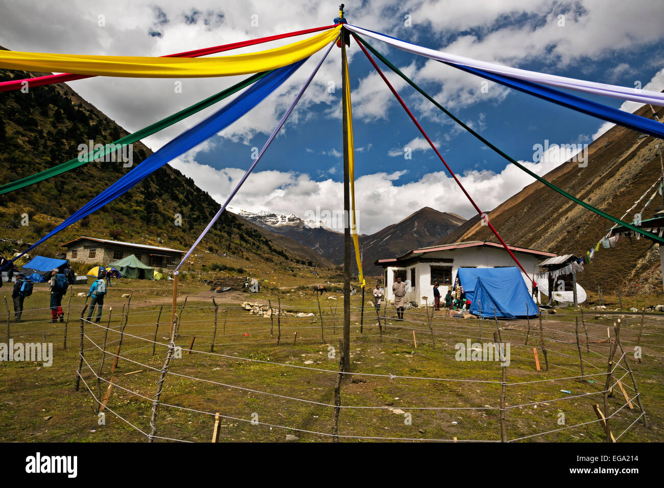 Il Bhutan - dog show ring a 2014 Festa della montagna nel villaggio di Dangochang appena sotto Jangothang Camp su Jhomolhari Trek 2. Foto Stock